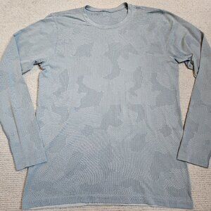 Lululemon Men's Long Sleeve Shirt Gray Blue XL Breathe Workout Athletic Yoga